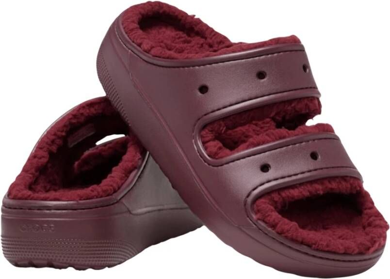 Crocs Gezellig Pluizige Band Klomp Sandaal Red Heren