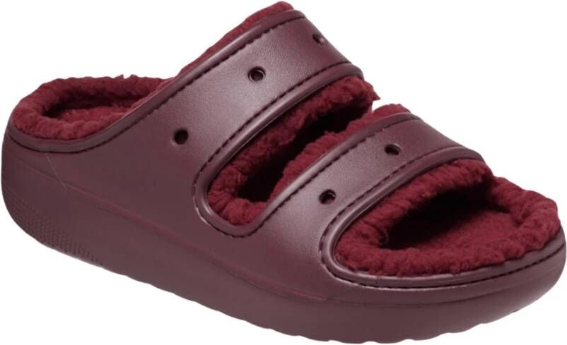 Crocs Gezellig Pluizige Band Klomp Sandaal Red Heren