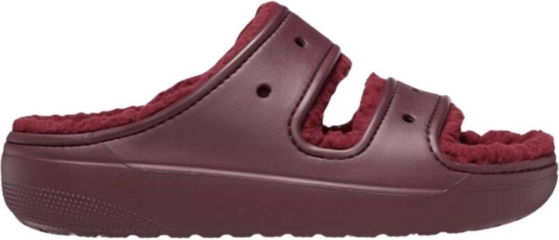 Crocs Gezellig Pluizige Band Klomp Sandaal Red Heren