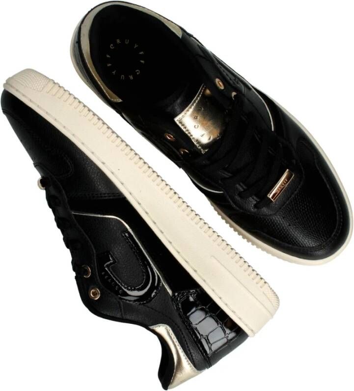 Cruyff Zwarte Low Lux Sneaker met Gouden Accents Black Dames