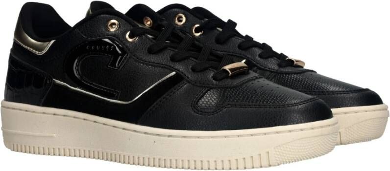 Cruyff Zwarte Low Lux Sneaker met Gouden Accents Black Dames