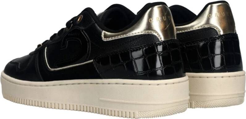 Cruyff Zwarte Low Lux Sneaker met Gouden Accents Black Dames