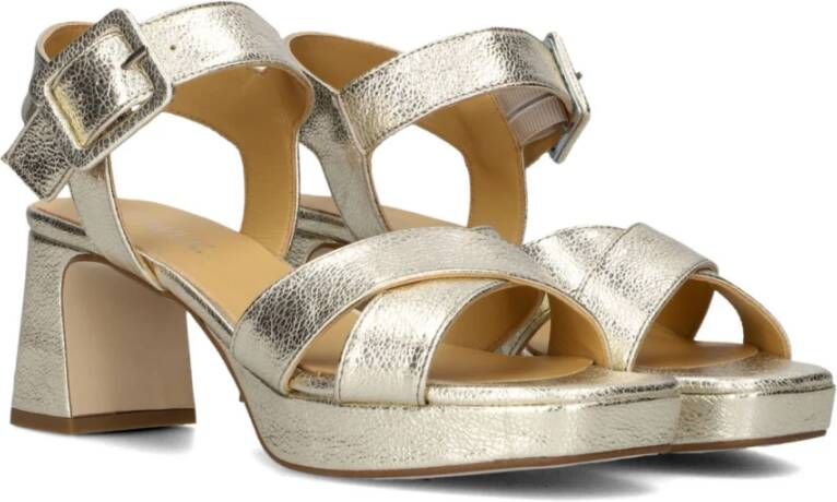 Ctwlk. Gouden Blokhak Sandalen voor Dames Yellow Dames