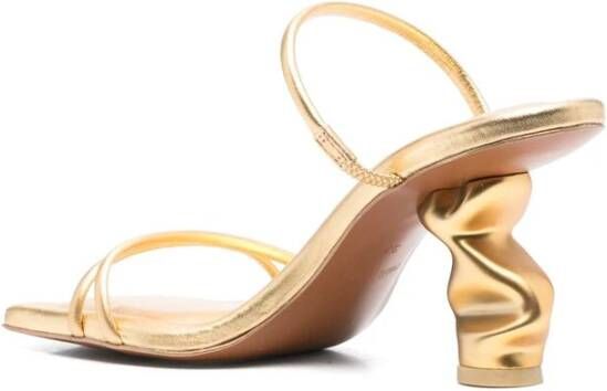 Cult Gaia Goudkleurige Gebeeldhouwde Hak Leren Schoenen Yellow Dames