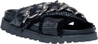 Cult Rafia Lage Hak Sandalen Lente Zomer Collectie Black Dames