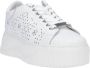 Cult Florale Geperforeerde Leren Sneakers White Dames - Thumbnail 3