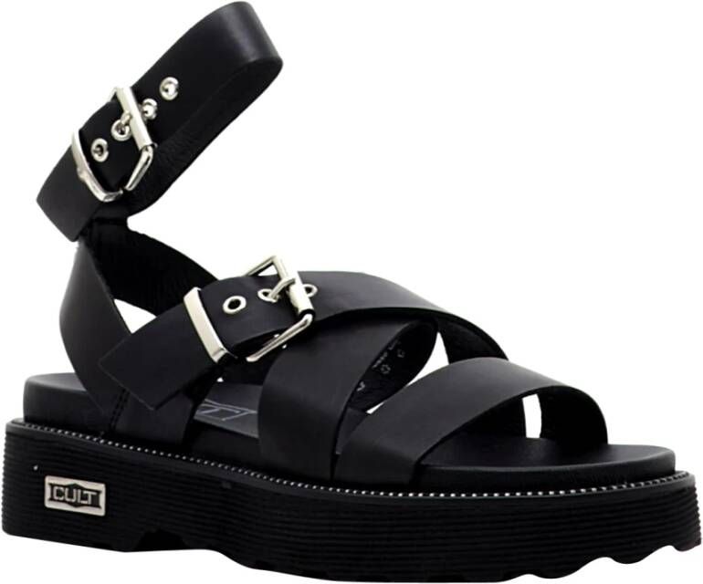 Cult Zwarte Enkelband Sandalen Black Dames