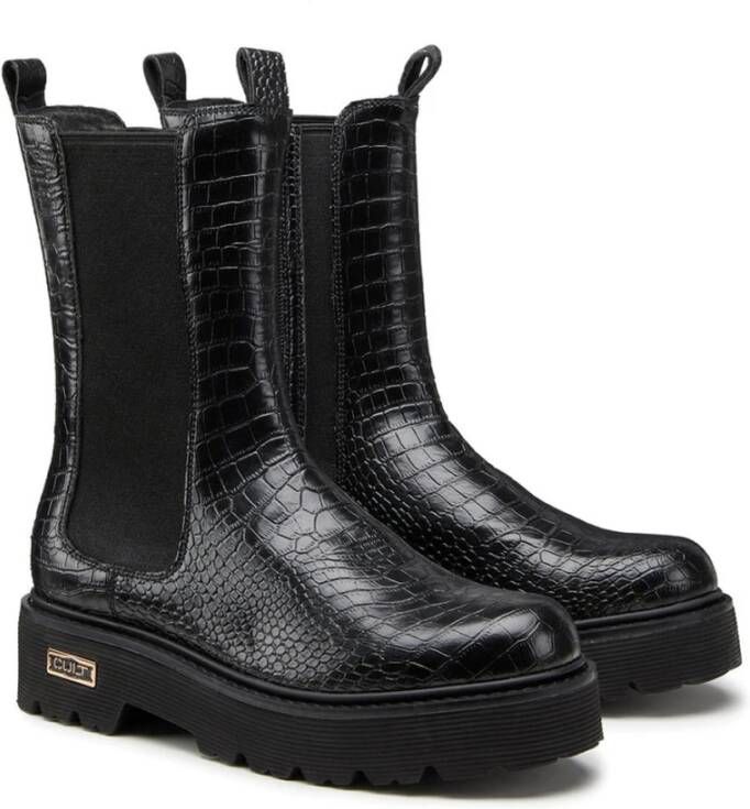 Cult Zwarte Leren Chelsea Laarzen Black Dames