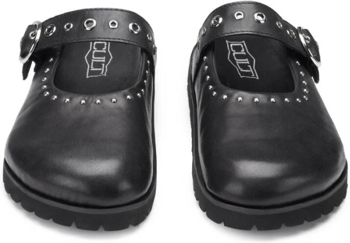 Cult Zwarte Leren Chunky Sandalen