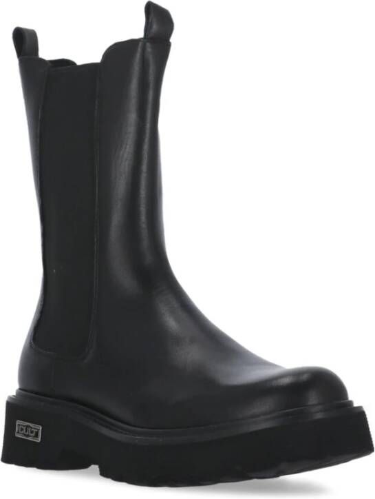 Cult Zwarte Leren Dameslaarzen met Rits Black Dames
