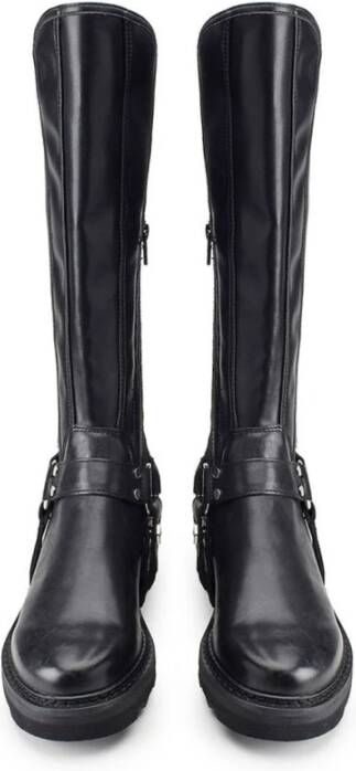 Cult Zwarte leren enkellaarzen Black Dames
