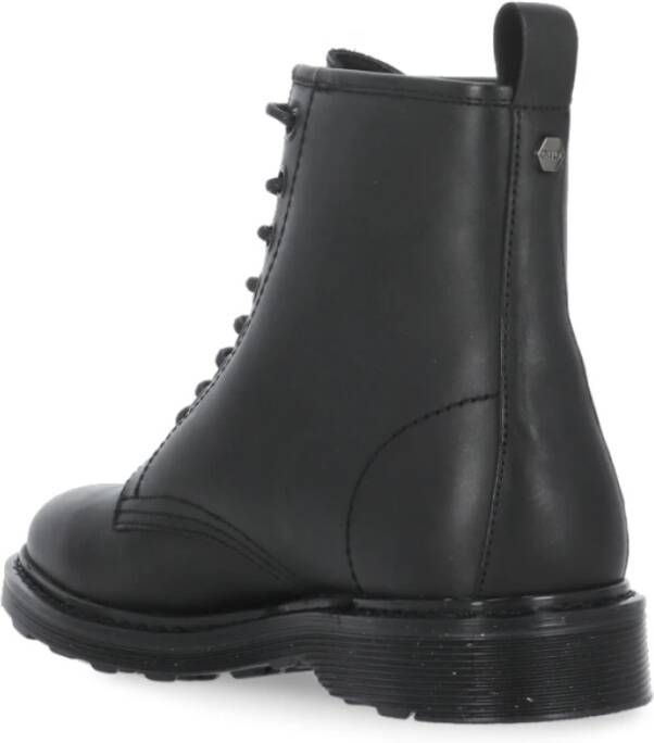 Cult Zwarte leren enkellaarzen met veters Black Dames