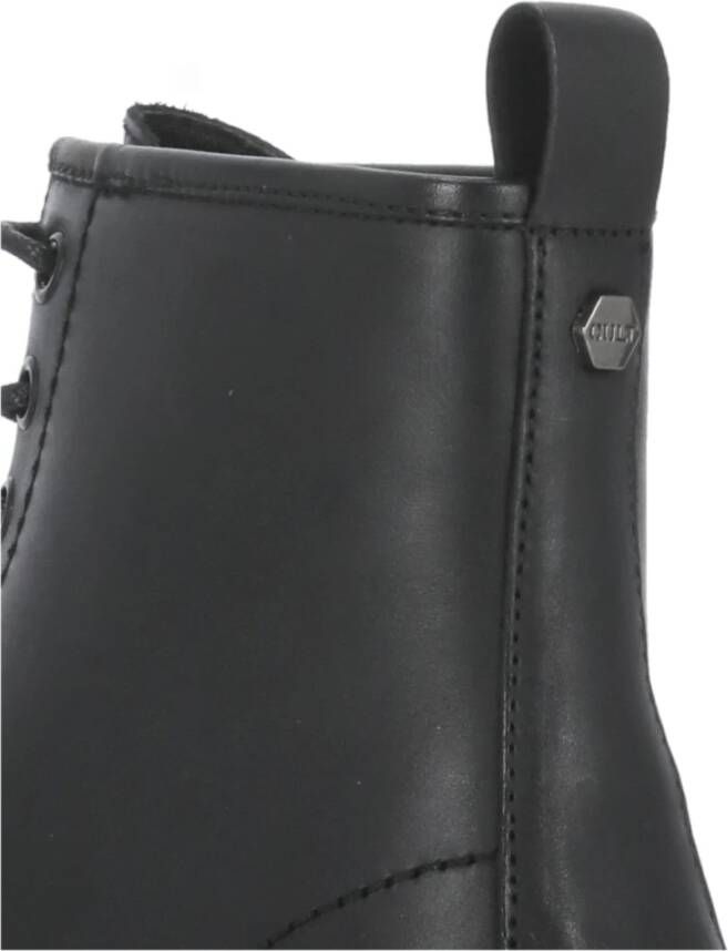 Cult Zwarte leren enkellaarzen met veters Black Dames