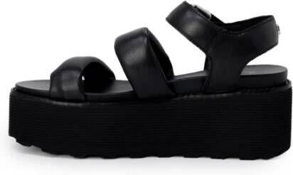 Cult Zwarte Leren Plateau Sandalen met Gesp