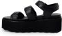Cult Zwarte Leren Plateau Sandalen met Gesp - Thumbnail 2