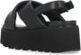 Cult Zwarte Leren Sandalen met Metalen Logo Black Dames - Thumbnail 13