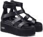 Cult Zwarte leren sandalen met ritssluiting - Thumbnail 2
