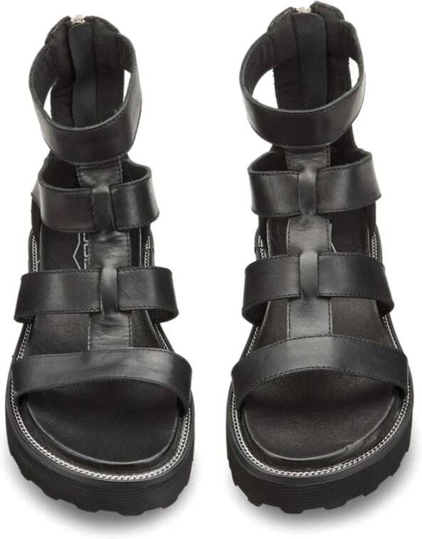 Cult Zwarte Leren Ziggy Sandalen