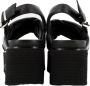 Cult Zwarte Leren Sandalen met Metalen Logo Black Dames - Thumbnail 9