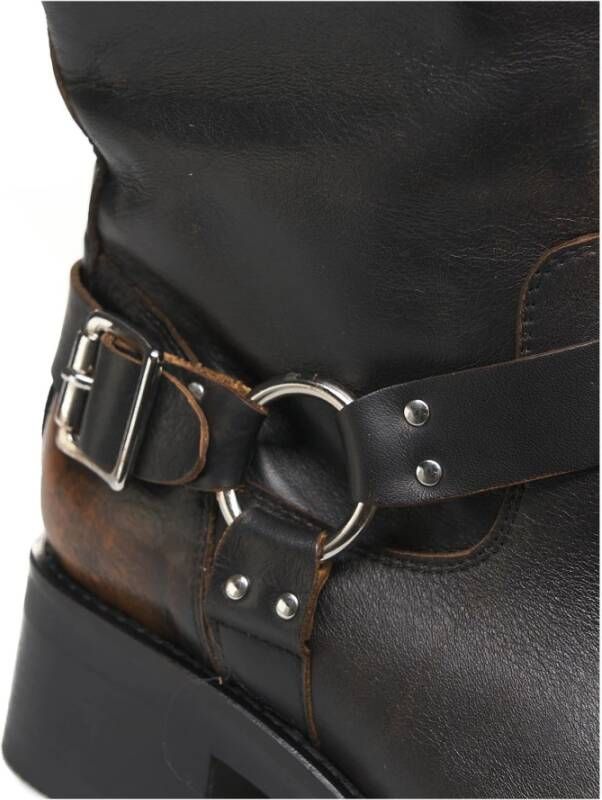 Curiosite Bruine Biker Enkellaarzen Brown Dames