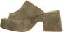 Curiosite Groene Suède Klompen Elegante Platform Pumps Green Dames - Thumbnail 3