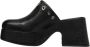 Curiosite Zwarte leren sabots Elegante blokhak Black Dames - Thumbnail 3