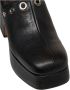 Curiosite Zwarte leren sabots Elegante blokhak Black Dames - Thumbnail 4