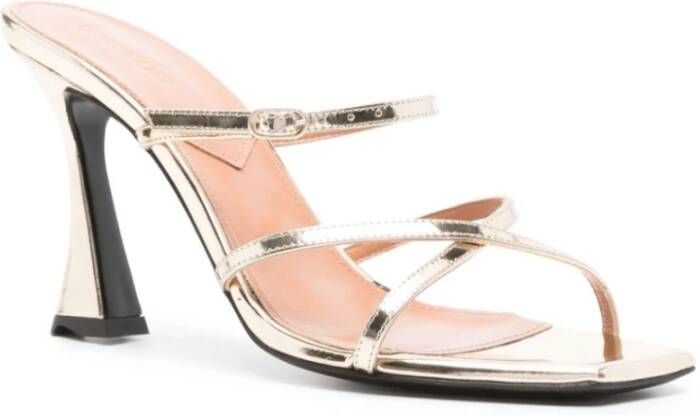 D'Accori Gouden Metallic Hoge Hak Sandalen Yellow Dames