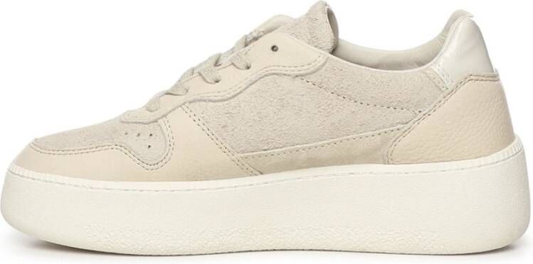 D.a.t.e. Beige Court Platform Hairy Sneakers