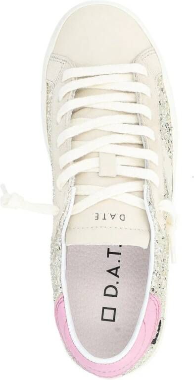 D.a.t.e. Beige en Platinum Glitter Low-Top Sneaker