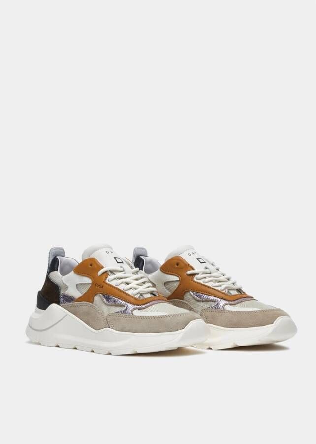 D.a.t.e. Beige hardloopschoen met oranje en lila accenten Multicolor Dames