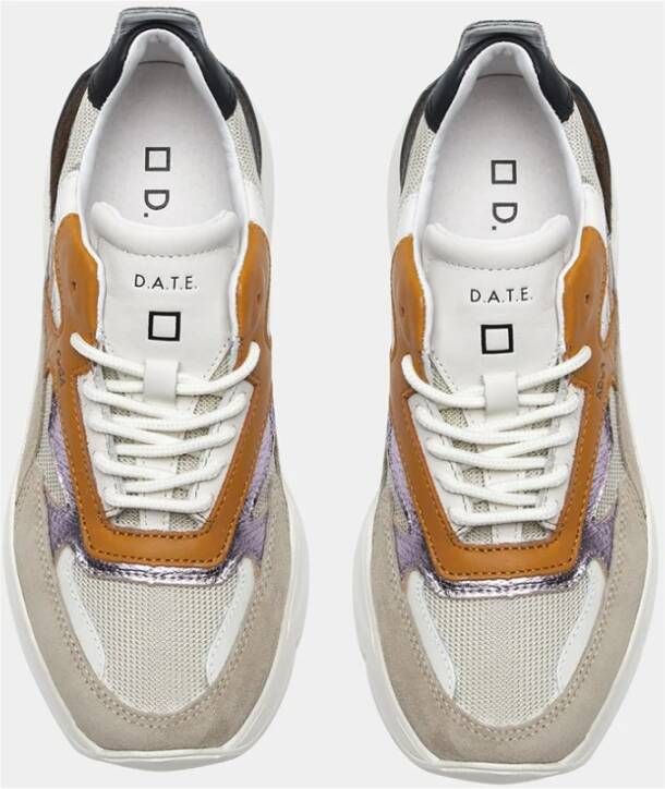 D.a.t.e. Beige hardloopschoen met oranje en lila accenten Multicolor Dames