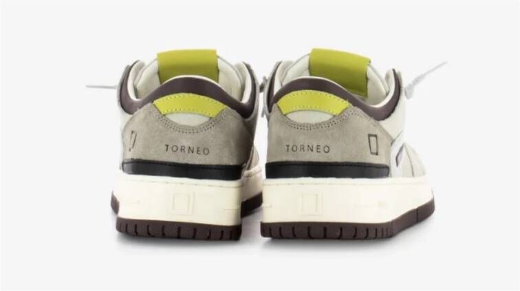 D.a.t.e. Beige Leren Sneaker met Diverse Details