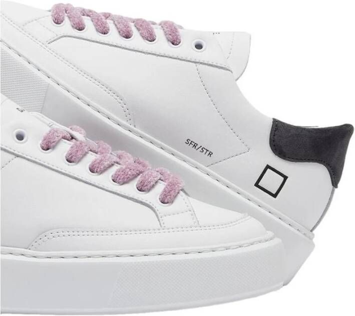 D.a.t.e. Beige leren sneaker met zijlogo