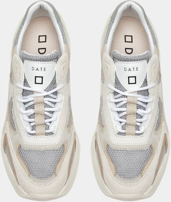 D.a.t.e. Beige Sneakers met Groene Leren Details Beige Heren