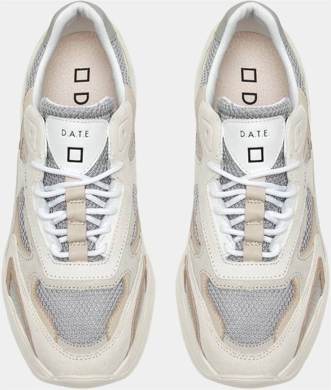 D.a.t.e. Beige Sneakers met Groene Leren Details Beige Heren