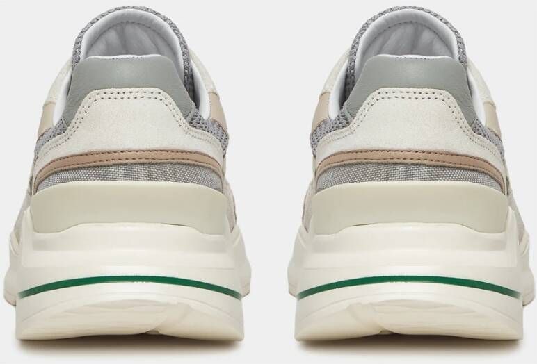 D.a.t.e. Beige Sneakers met Groene Leren Details Beige Heren