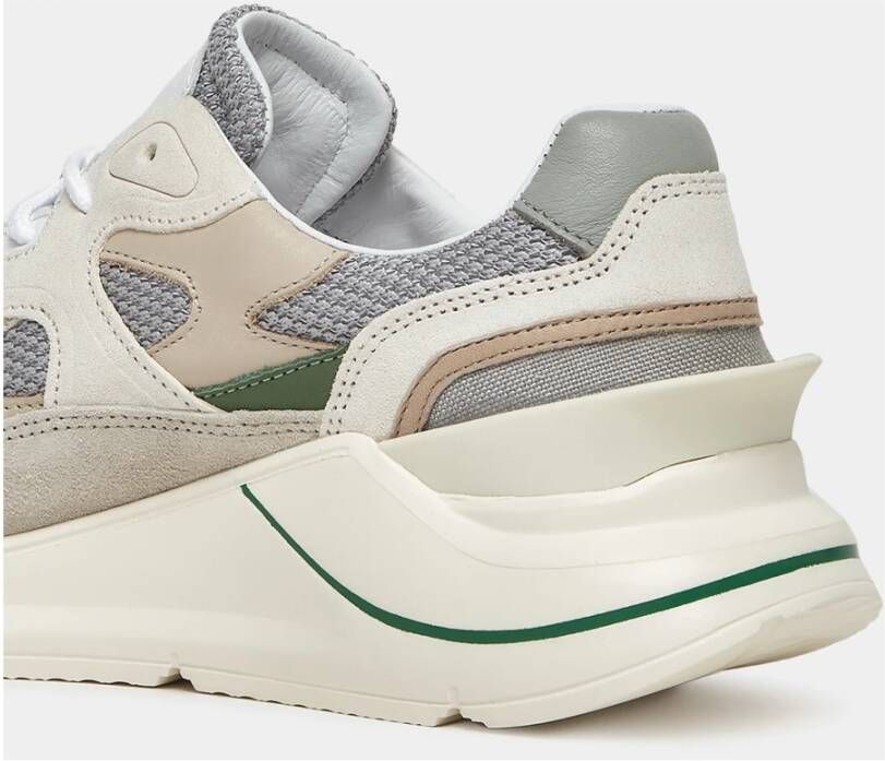 D.a.t.e. Beige Sneakers met Groene Leren Details Beige Heren