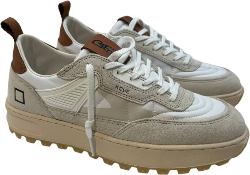 D.a.t.e. Beige Suède en Wit Nylon Sneakers White Heren