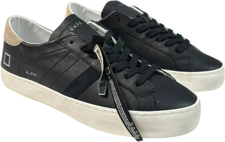 D.a.t.e. Blauwe Leren Sneakers met Witte Hiel Black Heren