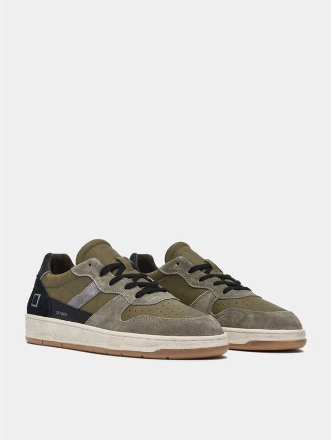 D.a.t.e. Groene Leren Sneakers met Grijze Suede Inzetstukken Groen Heren