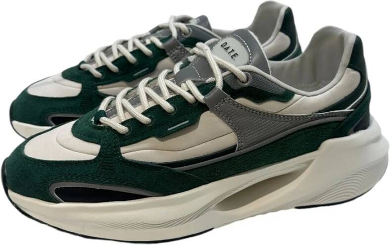 D.a.t.e. Groene suède lage sneakers met wit nylon Multicolor Heren