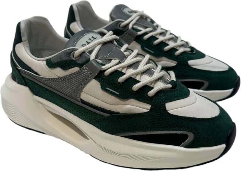 D.a.t.e. Groene suède lage sneakers met wit nylon Multicolor Heren