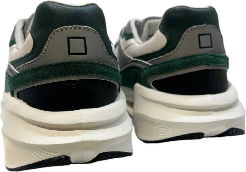 D.a.t.e. Groene suède lage sneakers met wit nylon Multicolor Heren