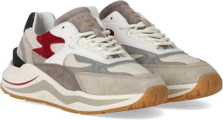 D.a.t.e. Ivoor Sneaker met Bourgondisch Suède Inzetstukken Multicolor Heren