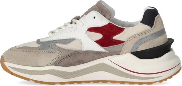 D.a.t.e. Ivoor Sneaker met Bourgondisch Suède Inzetstukken Multicolor Heren
