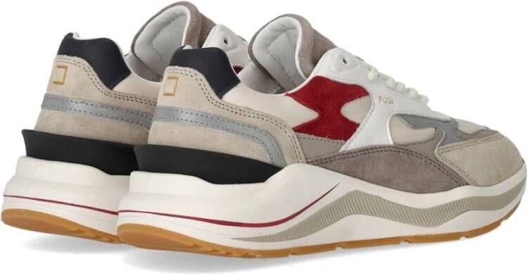 D.a.t.e. Ivoor Sneaker met Bourgondisch Suède Inzetstukken Multicolor Heren