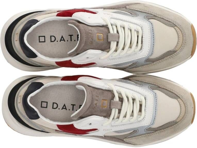 D.a.t.e. Ivoor Sneaker met Bourgondisch Suède Inzetstukken Multicolor Heren