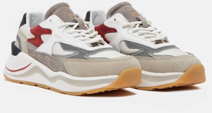 D.a.t.e. Ivoor Sneakers met Beige en Burgundy Details Multicolor Dames