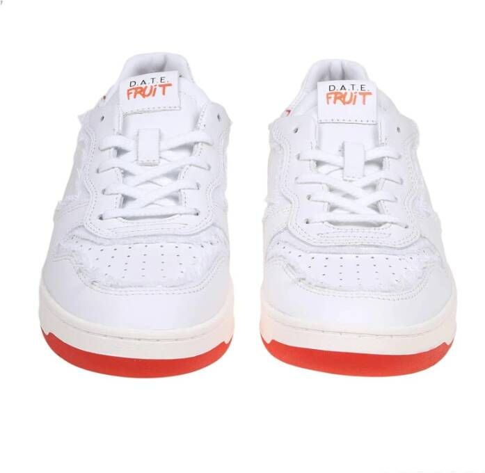 D.a.t.e. Kersen Leren Sneakers Ronde Neus White Dames